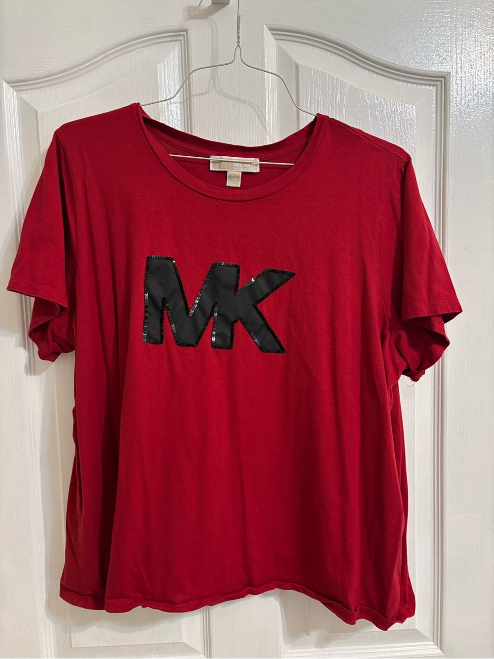 Michael Kors Red Short-Sleeve Tee with Black MK Logo
